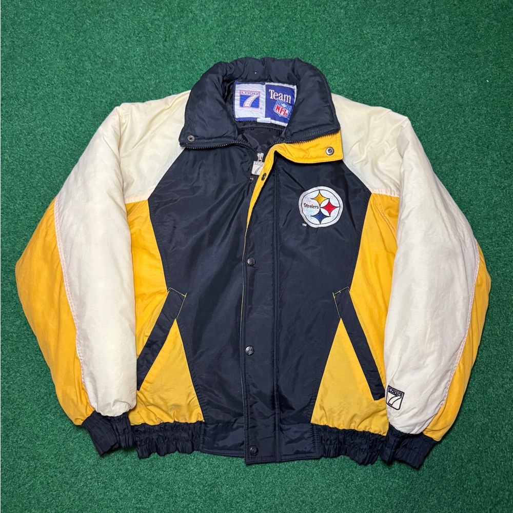 Pittsburgh Steelers Vintage Jacket Logo 7 Retro Team 90s NFL Puffer Medium